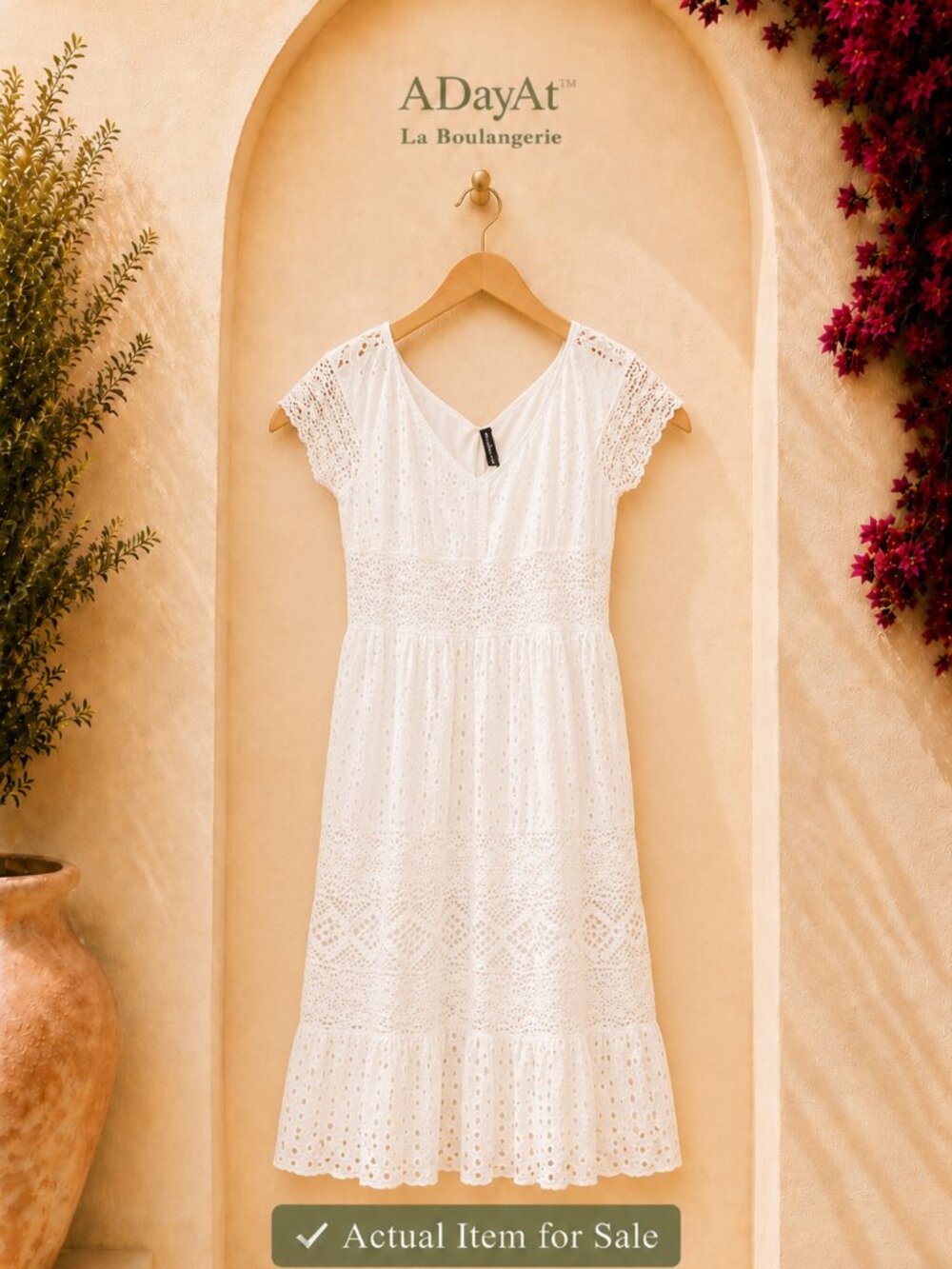 Prairiecore White Eyelet Cotton Maxi Dress Me Too Magic L Romantic Cottagecore